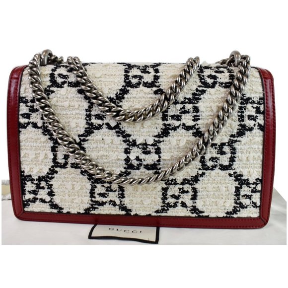 GUCCI Dionysus GG Tweed Small Shoulder Bag Cerise - Picture 3 of 12